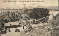 View at Lake Pontoosuc Showing Street RR Station Pittsfield, MA Postcard Postcard Postcard