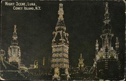 Night Scene, Luna Coney Island, NY Postcard Postcard Postcard