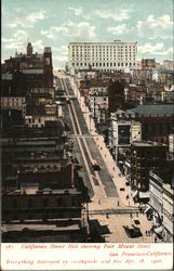 California Street Hill showing Fair Mount Hotel Postcard