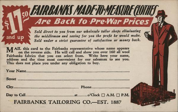 Fairbanks Tailoring Company Chicago Illinois