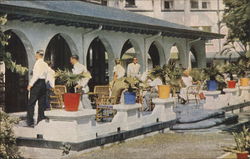 Terrace off South Verandah, Myrtle Bank Hotel Kingston, Jamaica Postcard Postcard Postcard