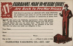 Fairbanks Tailoring Company Chicago, IL Postcard Postcard Postcard