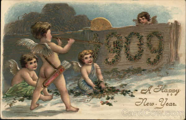 A Happy New Year. 1909 Angels & Cherubs