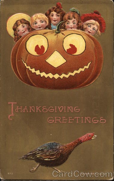 Thanksgiving Greetings Jack O' Lantern P. Sander Children