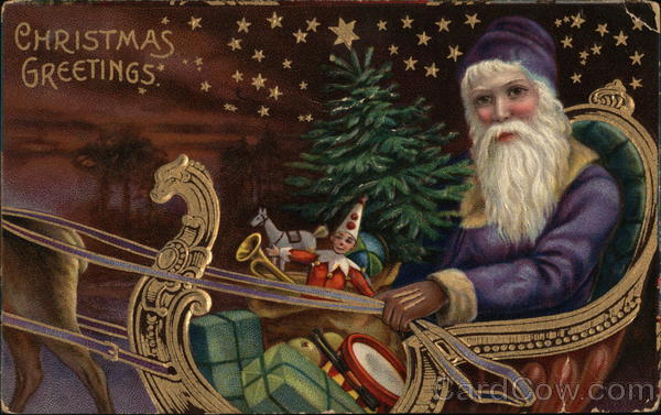Christmas Greetings - Santa in Purple Santa Claus