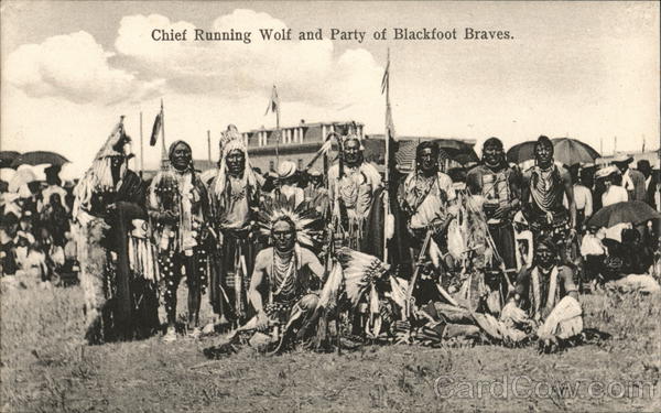 Chief Running Wolf and Party of Blackfoot Braves Native Americana