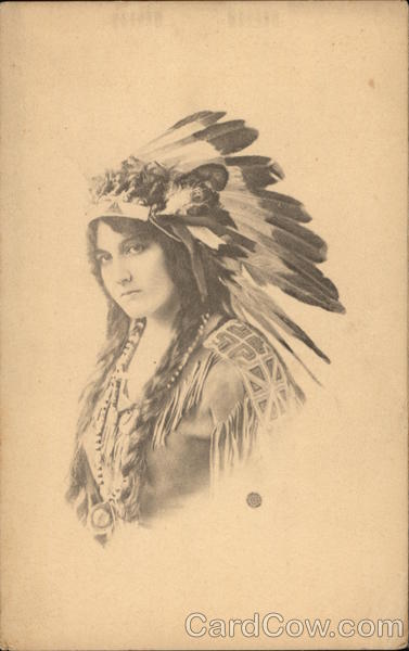 Photo of Woman in Indian Headress Native Americana