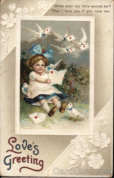 Love's Greeting - Birds Delivering Love Notes To Girl