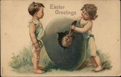 Easter Greetings With Children Postcard Postcard Postcard