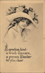 A greeting kind - a wish sincere, a joyous Easter to you dear Flowers Postcard Postcard Postcard