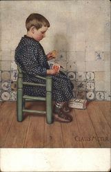 Boy eating Leibniz-Cakes Biscuits Postcard