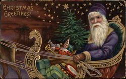 Christmas Greetings - Santa in Purple Santa Claus Postcard Postcard Postcard