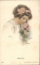 Smell the Roses Children Postcard Postcard Postcard