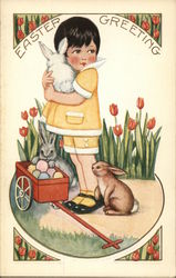 Easter Greetings With Children Postcard Postcard Postcard