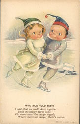 Who Said Cold Feet? Ice Skating Children Postcard Postcard Postcard