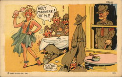 "Holy Mackerel! Th' M. P." --- "We're Sunk" Comic Postcard Postcard Postcard