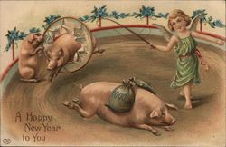 A Happy New Year to You Pigs Postcard Postcard Postcard