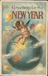 Greetings for the New Year Angels & Cherubs Postcard Postcard Postcard