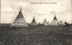 Medicine Lodge, Blackfoot Indians Native Americana Postcard Postcard Postcard