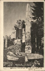 Grave Totems, Howkan, Alaska Postcard