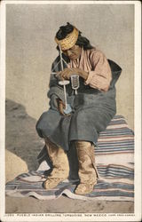 Pueblo Indian DrillingTurquoise, New Mexico Native Americana Postcard Postcard Postcard