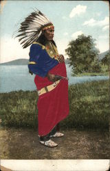 Native American in Blue Shirt, Red Wrap Holding Pistol Native American in Blue Shirt, Red Wrap Holding Pistol