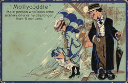 Man Ogling Woman Whose Skirt Has Blown Up In Rain Comic, Funny Postcard Postcard Postcard