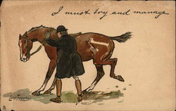 A Man and His Horse Postcard
