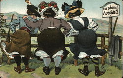 3 German Woman from Behind Postcard