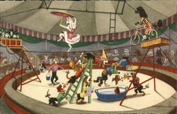 Dogs Performing Circus Show Postcard