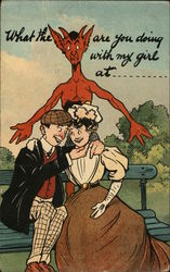 "What the "Devil" Are You Doing With My Girl At..." Postcard