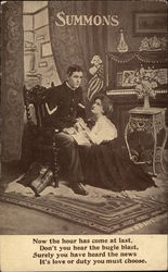 Summons - Man and Woman React to Draft Notice Postcard