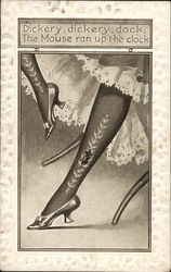 Mouse Running Up Woman's Stockinged Leg Comic, Funny Postcard Postcard Postcard