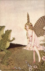 Fairy Talking to Frog Postcard