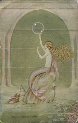 Playing with the bubbles. Postcard