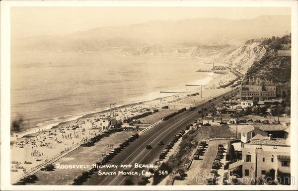 Roosevelt Highway and Beach Santa Monica California