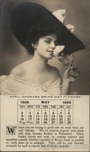 Jerome B. Rice Seed Company May 1909 Calendar Cambridge New York