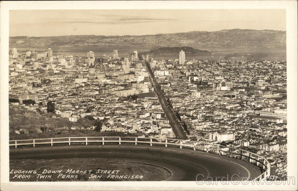 Looking Down Market Street From Twin Peaks San Francisco California