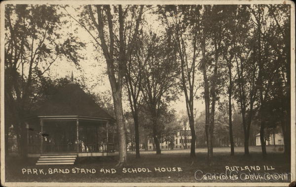 Park, Band Stand and School House Rutland Illinois