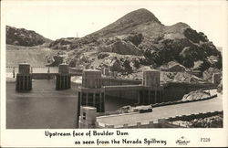 Upstream Face of Boulder Dam Seen From the Nevada Spillway Hoover Dam, NV Postcard Postcard Postcard