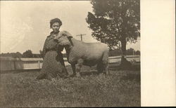 Woman with Sheep Postcard