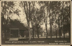 Park, Band Stand and School House Postcard