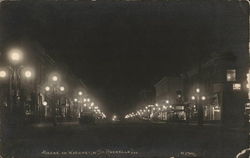 Night Scene on Washington Street Rochelle, IL Postcard Postcard Postcard