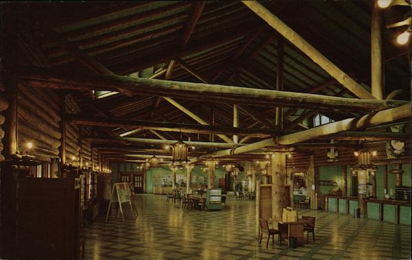 Lake Lodge Lobby With Its Attractive Rustic Interior Montana
