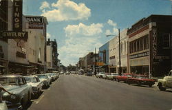 Looking South on Main Street from Forrest County Courthouse Hattiesburg, MS Postcard Postcard Postcard