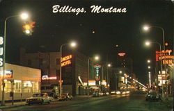 Night Scene Billings, MT Postcard Postcard Postcard