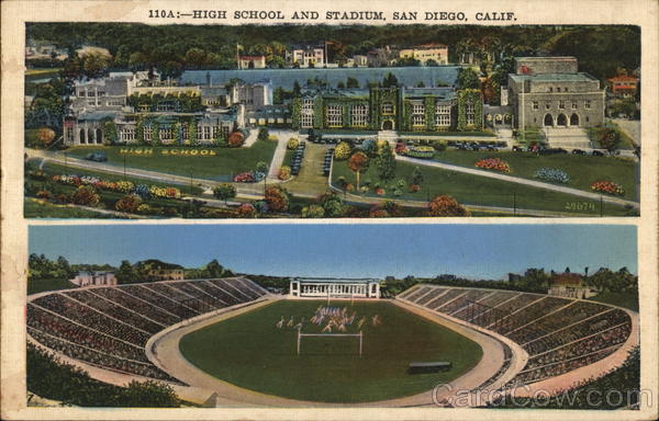 High School and Stadium San Diego, CA Postcard High School and Stadium San Diego, CA Postcard