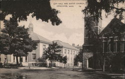 City Hall and Baptist Church Leominster, MA Postcard Postcard Postcard