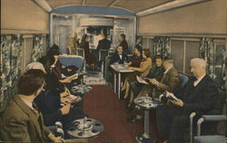 "Coffee Shop Club" on the New Wabash Streamliner "Blue Bird" Postcard