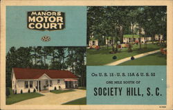 Manors Motor Court Society Hill, SC Postcard Postcard Postcard